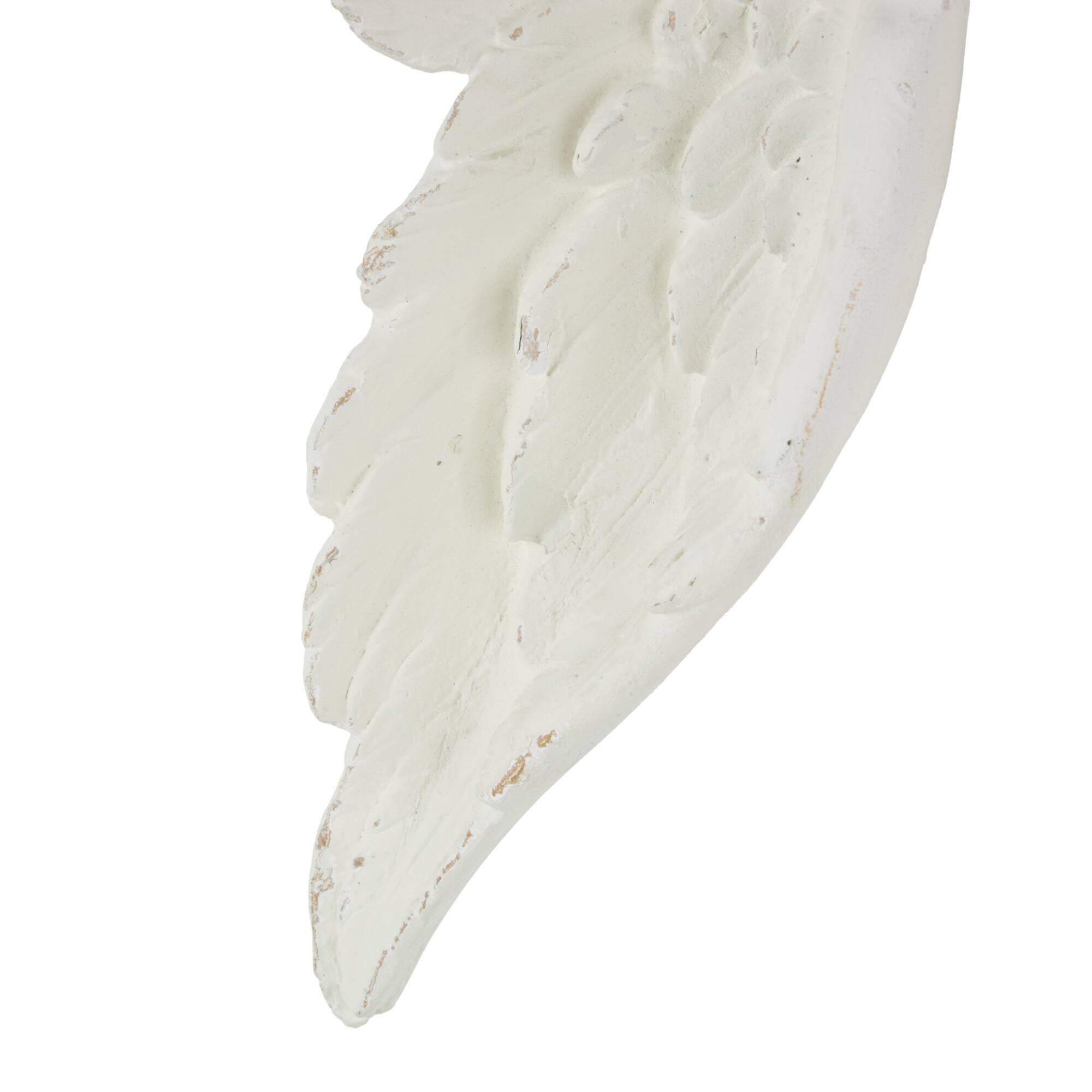 27" White Magnesium Oxide Bird Carved Wings Wall Décor Set